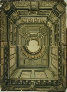Dubbelontwerp voor een monumentaal plafond in Lodewijk XIV-stijl by unknown