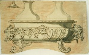 Design for a basin (?) and two bottles by unknown