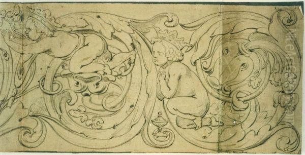 Decoratieve strook met rankwerk en putti - view 1