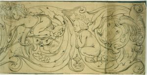 Decoratieve strook met rankwerk en putti