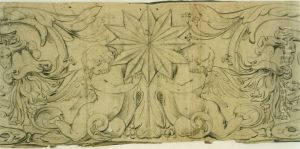 Decoratieve strook met rankwerk en putti by unknown