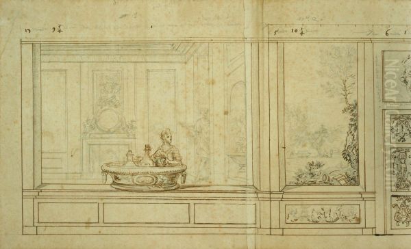 Ebauche de decoration d'un grand salon - view 1