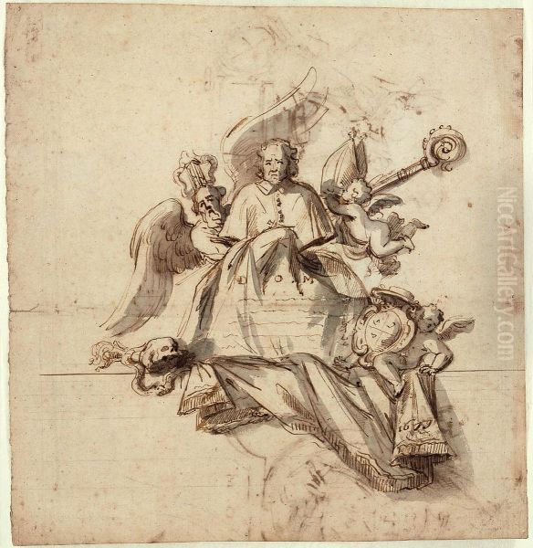 Ebauche d'un monument funeraire de l'eveque Aubertus van den Eede, 1679 - view 1