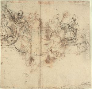 Two sketches of a tomb with personification of Time by Pieter Verbrugghen the Elder