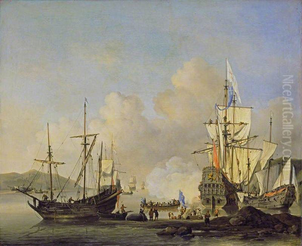 French Merchant Ships at Anchor - view 1