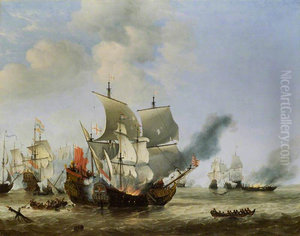 The Burning of the Andrew by the Dutch frigate 'Fortuin' at the Battle of Scheveningen, also know as the battle of Texel or the Battle of Ter Heijde, August 1653 The Burning of the Andrew by the Dutch frigate 'Fortuin' at the Battle of Scheveningen, also know as the battle of Texel or the Battle of Ter Heijde, August 1653