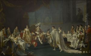 Signature du contrat de mariage du prince Jerome Bonaparte et de Frederique-Catherine de Wurtemberg. En presence de la famille imperiale aux Tuileries, le 22 aout 1807 by Jean-Baptiste Regnault