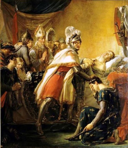 Mort de saint Louis devant Tunis. 25 aout 1270.ouMort de saint Louis devant Tunis au milieu des princes francais et des envoyes de l'empereur de Constantinople Baudoin II le 25 aout 1270 - view 1