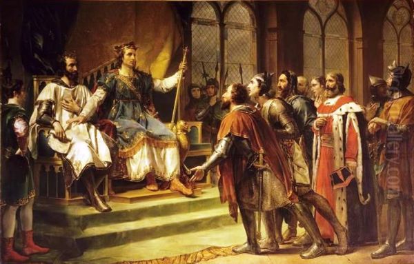 Saint Louis mediateur entre le roi d'Angleterre et ses barons (23 janvier 1264)ou 'Saint-Louis se prononcant comme arbitre a Amiens entre Henri III roi d'Angleterre et les barons anglais - view 1