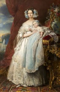 Helene-Louise de Mecklenburg-Schwerin, Duchess of Orleans, and her son the Count of Paris by Franz Xavier Winterhalter