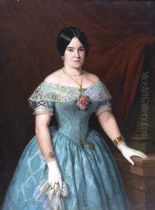 Retrato de senora vestida de azul by Antonio Maria Esquivel