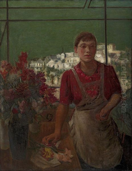 Girl with Flowers - view 1