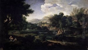 Landscape with Magdalen Worshipping the Cross by Gaspard Dughet