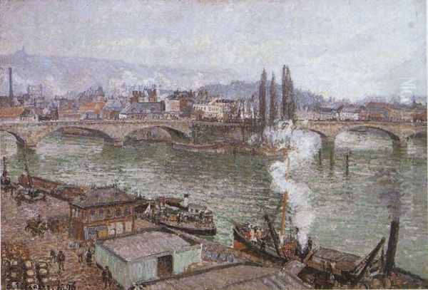 Le pont de pierre a Rouen, temps gris - view 1