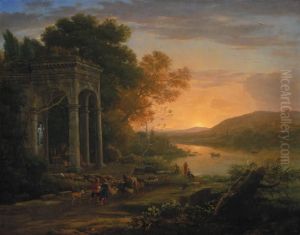 Paysage avec un temple de Bacchus
