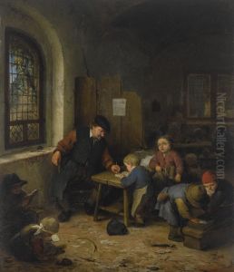 Schoolmeester met leerlingen by Adriaen van Ostade