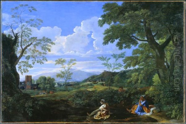 Paysage avec une femme se lavant les pieds - view 1