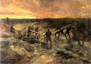Canadian Gunners in the Mud, Passchendaele by Alfred Bastien
