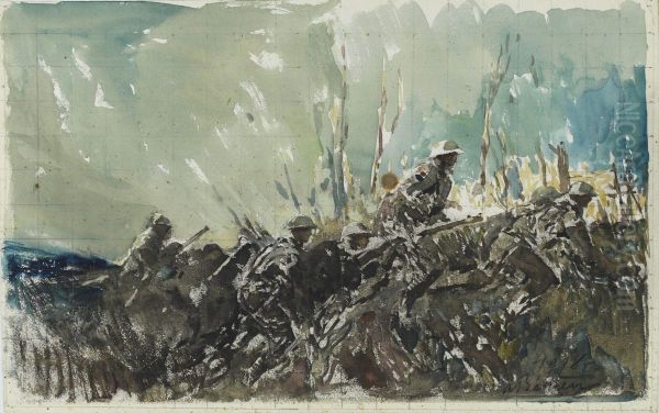 Over the Top, Neuville-Vitasse (watercolour) - view 1