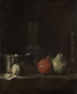 Still Life with Glass Flask and Fruit by Jean-Baptiste-Simeon Chardin
