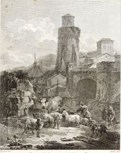 Landscape with Ruins and a River with a Tower by Jean Mathieu