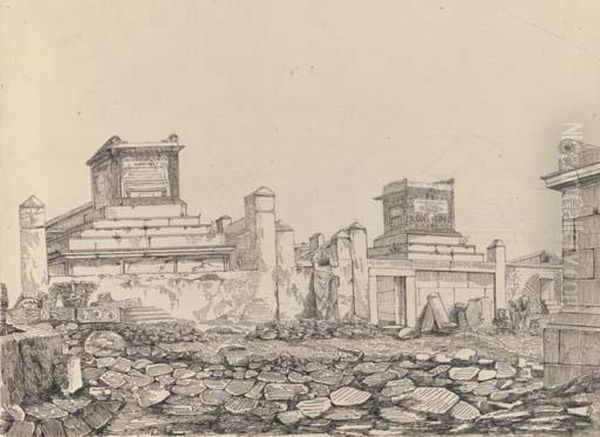 A Sketchbook Of Thirty Drawings Of Italian Views Including: Theinterior Of The Temple Of Neptune - view 1