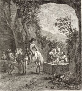 A Cavalry Officer with Women at a Washing Place A Cavalry Officer with Women at a Washing Place