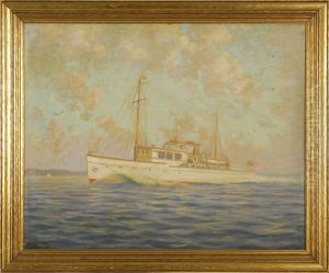 A Cabin Cruiser At Sea