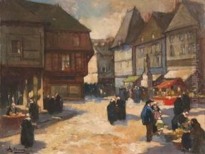 Town Square In Brittany by Russell Cheney