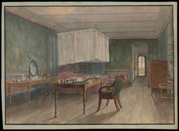 (Interior da residencia (quarto de dormir) do Barao von Huguel (camareiro do Imperial Embaixador da Austria, conde von Eltz) no Rio de Janeiro em 1817) - view 1