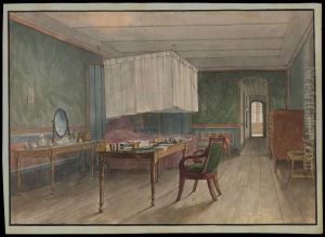 (Interior da residencia (quarto de dormir) do Barao von Huguel (camareiro do Imperial Embaixador da Austria, conde von Eltz) no Rio de Janeiro em 1817) by Thomas Ender