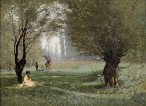 Jeune Femme Assise Sous Un Saule