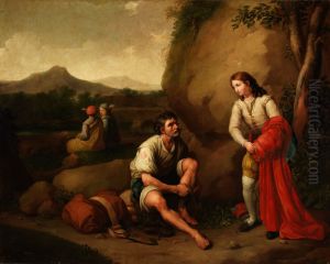 San Francisco dando su capa a un pobre by Zacarias Gonzalez Velazquez