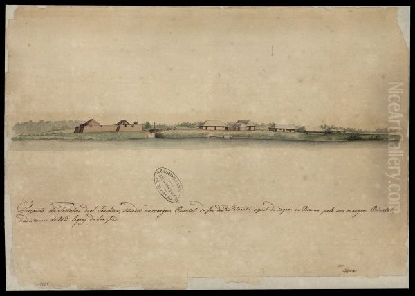 Prospecto da Fortaleza de S.Joaquim, situada na margem oriental da foz do Rio Tacutu, o qual desagua no Branco pela sua margem oriental, na distancia de 102 leguas da sua foz - view 1