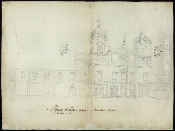 Prospecto da frontaria da Igreja dos Carmelitas Calcados e Ordem Terceira - view 1