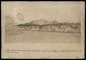 Prospecto da primeira serra que existe na margem oriental do Rio Mahu, na distancia de 8 leguas e 2 milhas da sua foz, e na de 25 e 2 milhas da Fortaleza de S.Joaquim by Joaquim Jose Codina