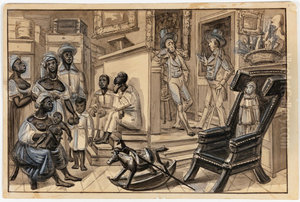 Scene d'ouverture d'une vente publique de negres Marchant de negres et son maquignon Scene d'ouverture d'une vente publique de negres Marchant de negres et son maquignon