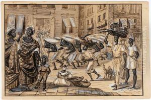 Scene de la Rua Direita. Negres porteurs de caffe - Negresses affranchies Negre affranchi - Voyageur affricain by Harro Harring