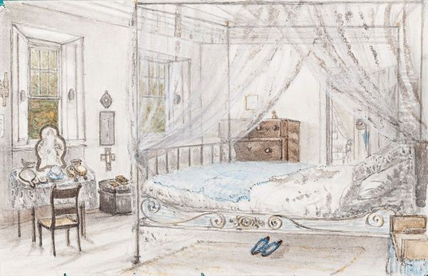 The Spot - My Bedroom looking towards Mrs. (ilegivel) room - 25. August 1854 - view 1