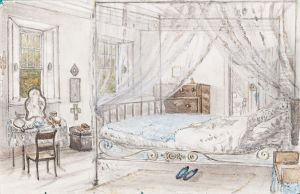 The Spot - My Bedroom looking towards Mrs. (ilegivel) room - 25. August 1854 by Marguerite Tollemache