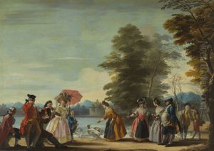 Un paseo a la orilla del Estanque del Retiro. Museo de Historia de Madrid (deposito del Museo del Prado). Un paseo a la orilla del Estanque del Retiro. Museo de Historia de Madrid (deposito del Museo del Prado).