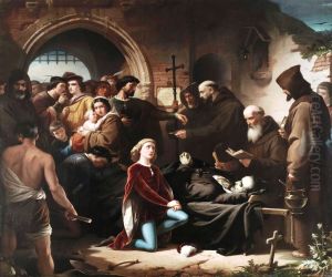 Don Alvaro de Luna, condestable y favorito del rey D. Juan II de Castilla, decapitado publicamente en la Plaza Mayor de Valladolid el 2 de junio de 1453, es enterrado de limosna en el cementerio de los ajusticiados extramuros de dicha ciudad by Eduardo Javier Ramon Cano de la Pena