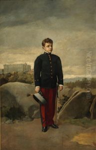 Alfonso XIII, cadete, con el Palacio Real al fondo Alfonso XIII, cadete, con el Palacio Real al fondo