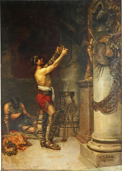 Gladiadores victoriosos ofreciendo las armas a Hercules guardian - view 1