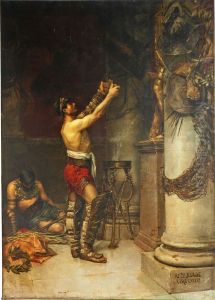 Gladiadores victoriosos ofreciendo las armas a Hercules guardian by Andres Parlade