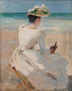 Femme A L'ombrelle Sur La Plage