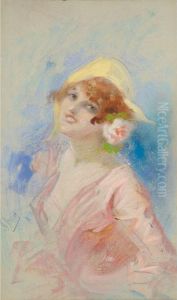 Portrait Of A Young Lady by Jules Cheret