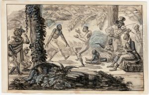 Danse de Negres Musiciens jouant les instruments de leur pays by Harro Harring