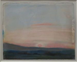 Vaste plaine sous un grand ciel, au soleil couchant by Eugene Delacroix