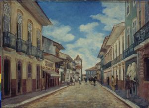 Rua Direita, 1858 (A Esquerda Igreja de Santo Antonio) by I. de Sampaio Mathissen